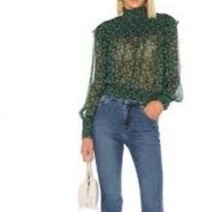Free People Roma Printed Ruffle Blouse
